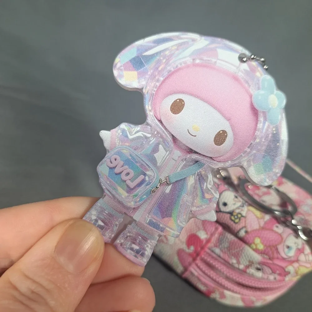 Sanrio My Melody Mini Backpack Coin Purse Holographic Keychain Set Kawaii Pink